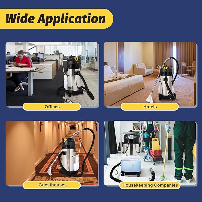 40L/11Gal Commercial Cleaning Machine, Portable 2 in 1 Multi-Purpose Wet Dry Vacuum Cleaner Extractor 110V 1034W Vacuum Extractor Dust Cleaner with Universal Wheels (40L)