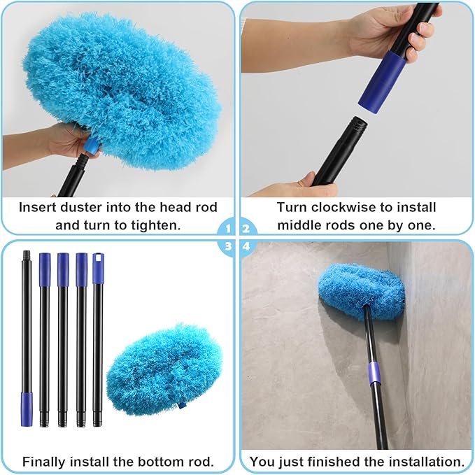 Ceiling Fan Cleaner Duster 7 Ft, Fan Duster for Ceiling Fan Blades, Removable Ceiling Fan with Long Pole, Reusable Ceiling Cleaner for High Ceilings, Fans, Furniture, Blinds