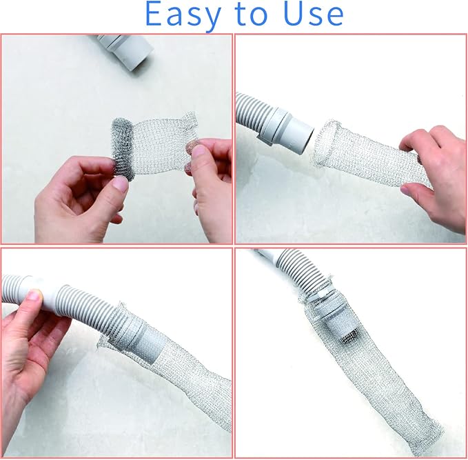 Stainless Steel Washing Machine Lint Snare Traps, 12 PCS Washer Hose Lint Traps with 12 PCS Cable Ties, Laundry Mesh Washer Sink Drain Hose Screen Filter