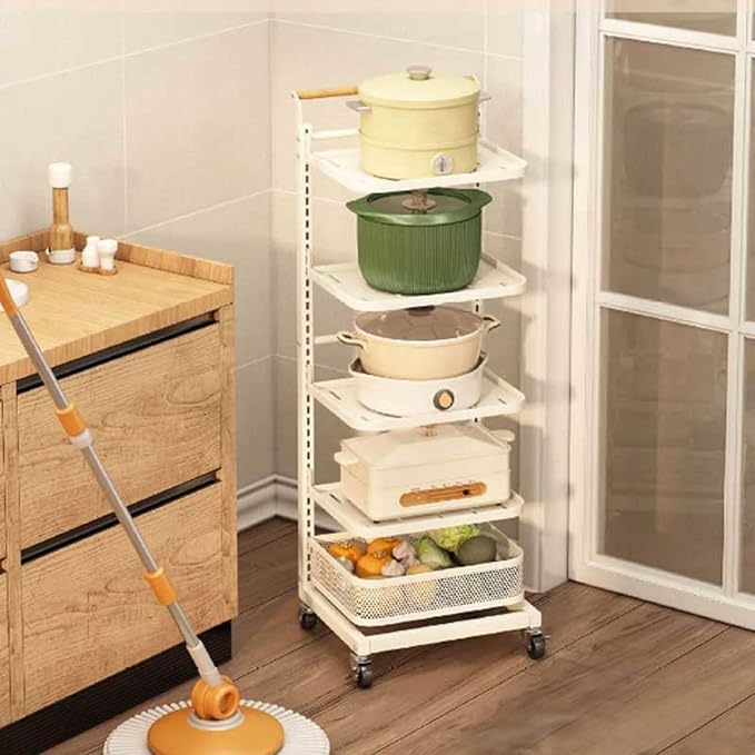 Pot and Pan nizer Rack for Cupboard White Sliding Shelf Unit for Plates and Pots Over Microwave Holder with Black Basket Space Saving Kitchen nizer