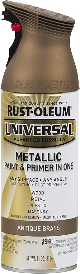 Rust-Oleum 260728 Universal All Surface Metallic Spray Paint, 11 oz, Antique Brass