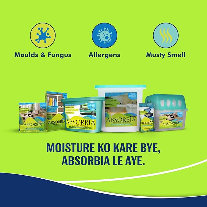 ABSORBIA Moisture Absorber, Dehumidifier, Basement Odor Eliminator Box Family Pack - Pack Of 3