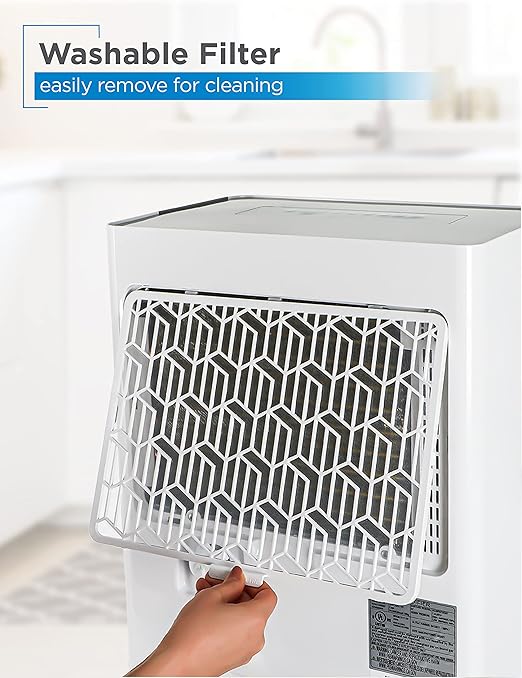 BLACK+DECKER 22-Pint Portable Dehumidifier, Dehumidifier for Home up to 1500 Sq. Ft. Coverage, For Basement and Medium to Large Spaces, Removable Bucket and Drain Hose Included, BD22MWSA, White
