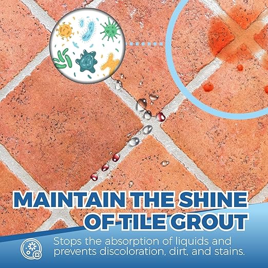 32oz Grout Sealer Spray Complete Kit with 4 Tools(Covers 200+ SF), Waterproof Tile Sealer for Shower, Kitchen, Bathroom - 100% Safe Indoor & Outdoor, Clear Grout Sealant Protector for Stone, Marble