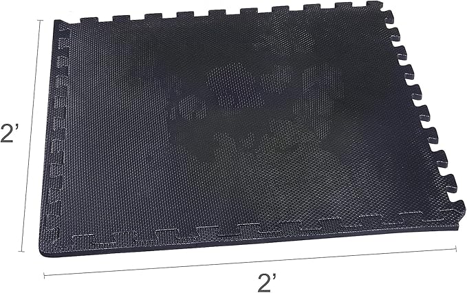 BalanceFrom Puzzle Exercise Mat 1' Thick, EVA Interlocking Foam Floor Tiles for Home Gym, Mat for Home Workout Equipment, Floor Padding for Kids, Black, 24 in x 24 in x 1 in, 72 Sq Ft - 18 Tiles