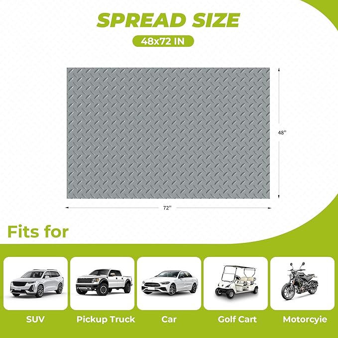 4x6 FT Garage Floor Mat, Thickened Garage Mats Flooring Roll for Under Car, Non Slip Diamond Plate PVC Floor Protector Mat for Garage, Warehouse, Gyms, Trailer