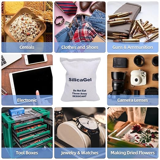 500g Silica Gel Packets,Rechargeable Desiccant Packs, Moisture Absorbers for Moisture Control, Desiccant Dehumidifier for Storage Safe