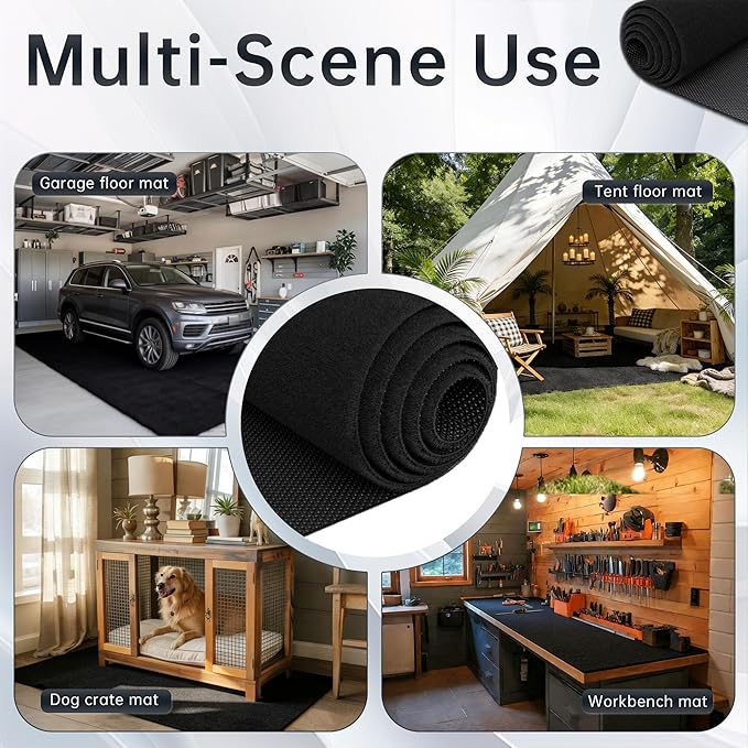 8'10" x 22' Oversized Garage Floor Mat – Oil Absorbent Felt Top with Leak-Proof Rubber Backing, Heavy Duty Floor Protector for Full-Size Trucks, SUVs, RVs & Workshops – Trimmable, Anti-Slip