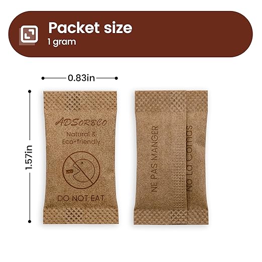 ADSorbco 1g x 200 Pack Bentonite Clay Desiccant Packs– Food Grade Moisture Absorbers for Pet Food, Tea, Dry Grains, Spices, Storage Bins – Silica Gel Packets Alternative, Desiccant Packs for Storage