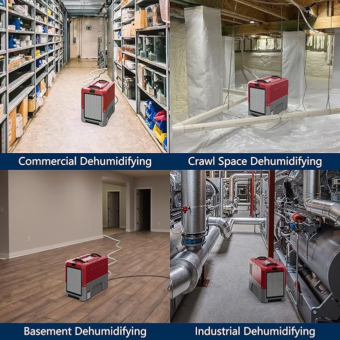 ALORAIR 180 PPD Commercial Dehumidifiers with Smart WiFi, Crawl Space Basement dehumidifier with Pump, Industry Water Damage Unit, Compact, Portable, Memory Starting, 5 Years Limited Warranty