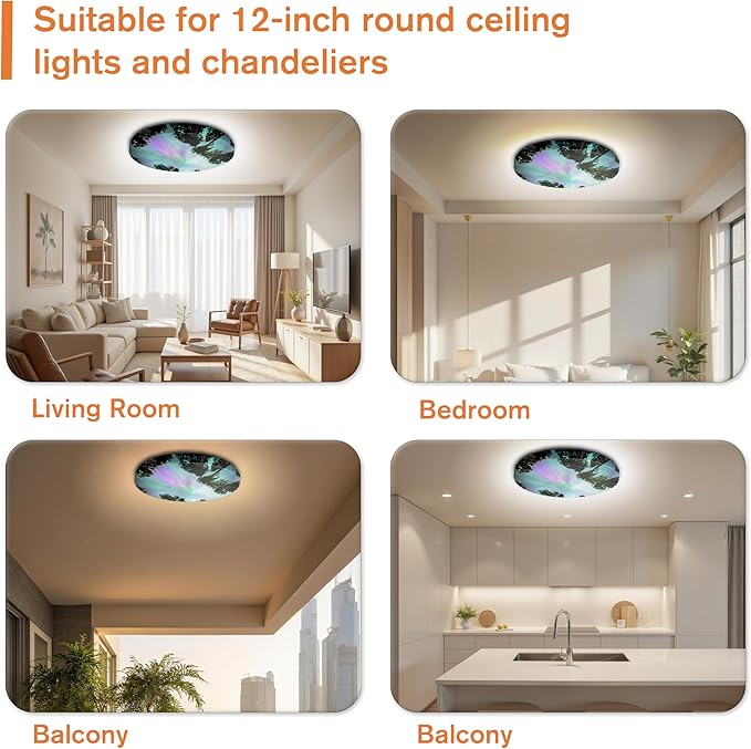 12" Ceiling Light Cover, 4 Pcs Flush Mount Light Fixture Cover, Fabric Ceiling Light Fixture Cover, Light Filters for Bedroom, Kitchen, Hallways/Entryways, Office, Basement (Aurora)