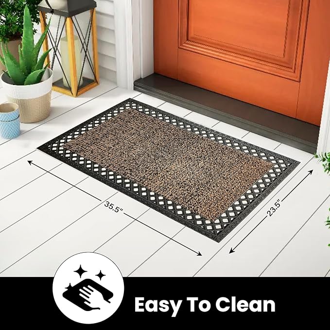 Clean Machine 10376933 French Quarter Astroturf Dirt Trapper Doormat, 22.25" x 35.25", Sandbar Brown