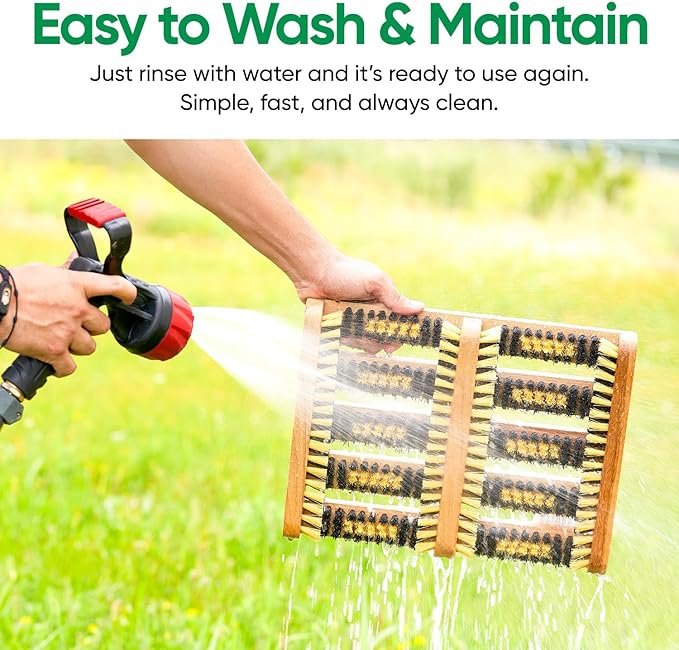 Superio Shoe and Boot Scraper, Outside Shoe Scrubber Brush 10.5 X 14 Inch - Cleans Deep Removes All Outdoor Dirt, Snow, Mud and Sand. Construction, Hiking Cleaner (Wood 3-Pack)