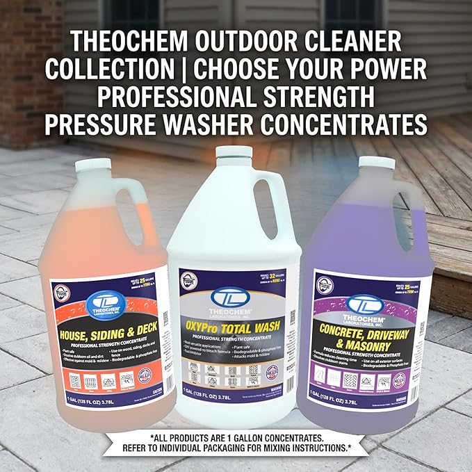 Concrete, Driveway & Masonry Cleaner for Pressure Washers Removes Oil, Grease & Dirt from Brick, Patios & Pavers Concentrate Makes up to 25 Gallons, up to 7250 Square Feet (1 Gallon)