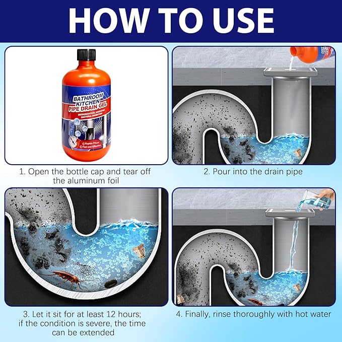 Pipeline Dredging Agent,Pipe Dredge Drain Cleaner,Sink Drains Hair Clog Remover Cleaner,Toilet Unclogger Heavy Duty,Bathroom Shower Pipeline Dredging Agent,Unclog Clogged Drain(500ml)