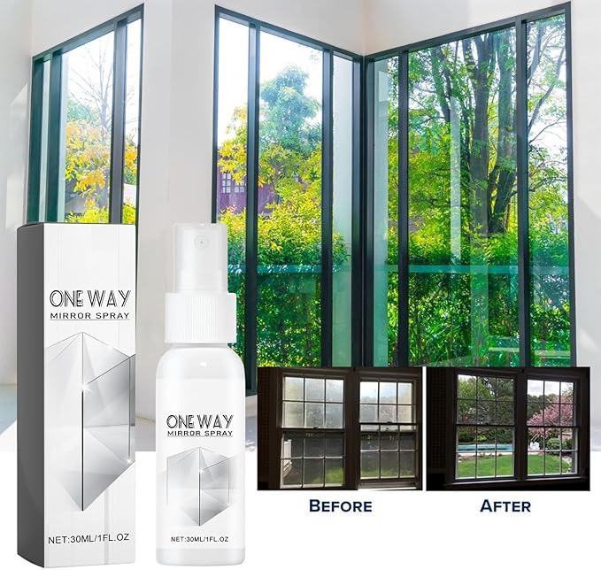 Glass Cleaner - Anti Fog Mirror Spray Solution, Windshield Stain Removal Liquid with Clear Vision Formula Protection, Quick Wipe Cleaning Function, Ideal for Car Bathroom Kitchen Surfaces