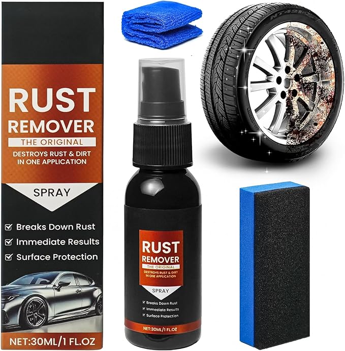 Rust Remover Spray for Metal - for Vehicles, Tools, Chains, Iron Out Rust Stain Remover, Multi-Surface Cleaner, Fast-Acting Oxidation Remover