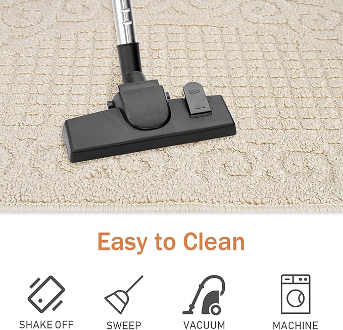 Echaprey Half Round Non-Slip Kitchen Bathroom Toilet Doormat Floor Rug Mat Keeps Your Floors Clean Home Decor (Large, Camel)