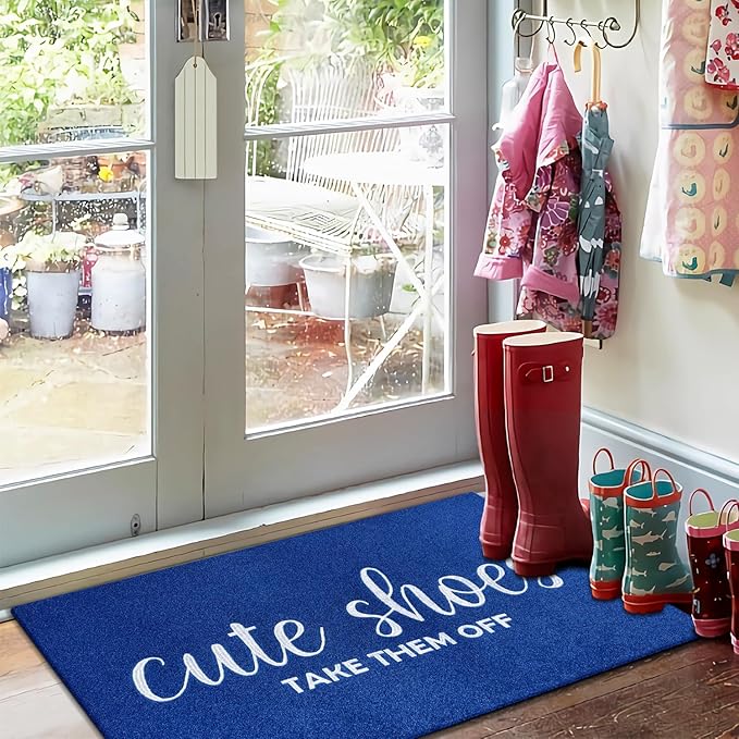 AOAOPQ Outdoor Rug Welcome Front Door Entrywa Mat, Washable Indoor Mats for Layered Door Mats Porch, Large 24"x36" Front Porch,Farmhouse Blue