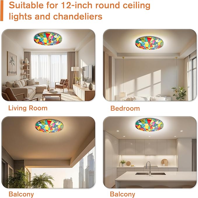 12" Ceiling Light Cover, 2 Pcs Flush Mount Light Fixture Cover, Fabric Ceiling Light Fixture Cover, Light Filters for Bedroom, Kitchen, Hallways/Entryways, Office, Basement (Color Art)