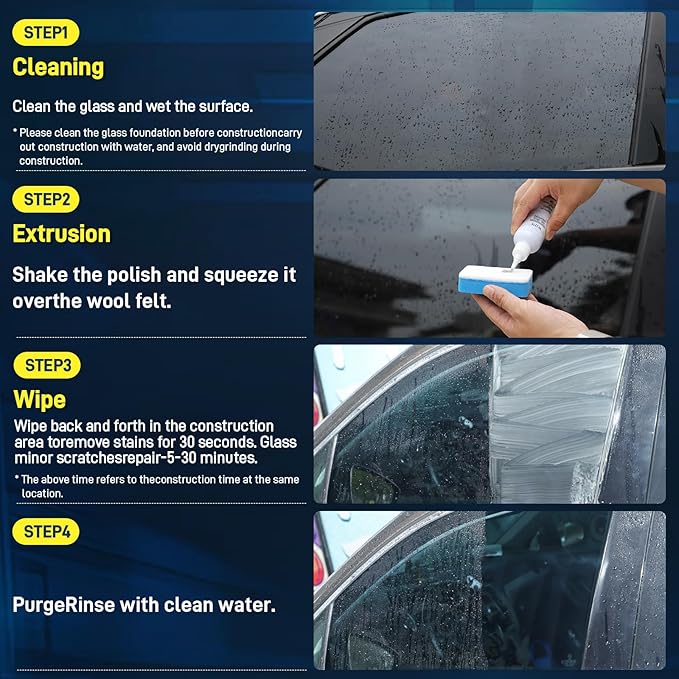 Car Glass Cleaner & Oil Film Remover – Nano Rare Earth Formula Effectively Removes Water Stains, Wax, Hard Water, Coatings & Grime – Restore Factory Clarity for Windshield, Windows & Shower Doors