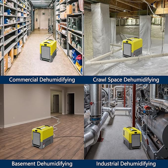 ALORAIR 180 PPD Commercial Dehumidifiers with Smart WiFi, Crawl Space Basement dehumidifier with Pump, Industry Water Damage Unit, Compact, Portable, Memory Starting, (Pack of 4) yellow