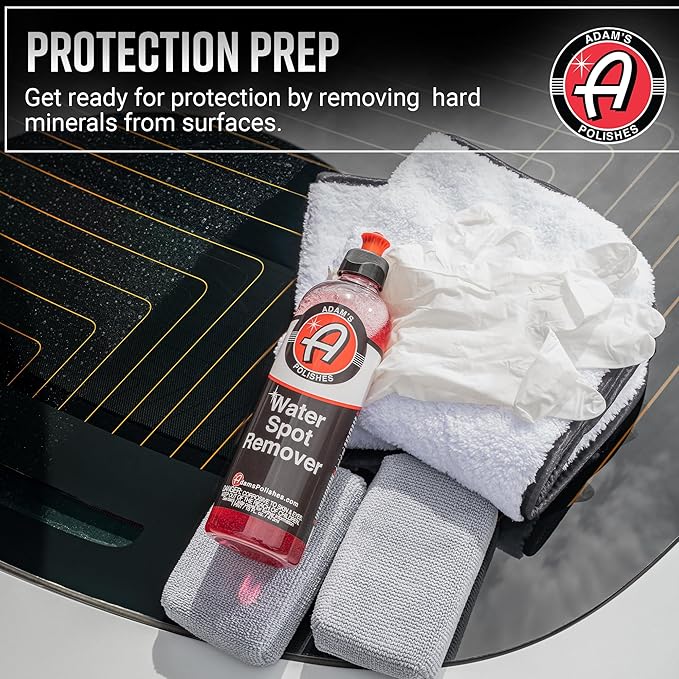 Adam's Polishes Water Spot Remover - Hard Water Stain Remover for Glass, Shower Doors, Paint, Windows, Car Detailing | Calcium, Magnesium & Soap Scum Remover