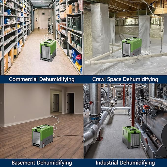 ALORAIR 180 PPD Commercial Dehumidifiers with Smart WiFi, Crawl Space Basement dehumidifier with Pump, Industry Water Damage Unit, Compact, Portable, Memory Starting, (Pack of 4) Green