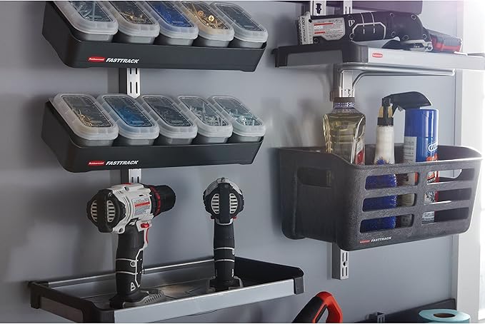 Rubbermaid FastTrack Rail Bench Blox Kit, Garage Organization System for Tools, Cleaning Supplies, Space Saving