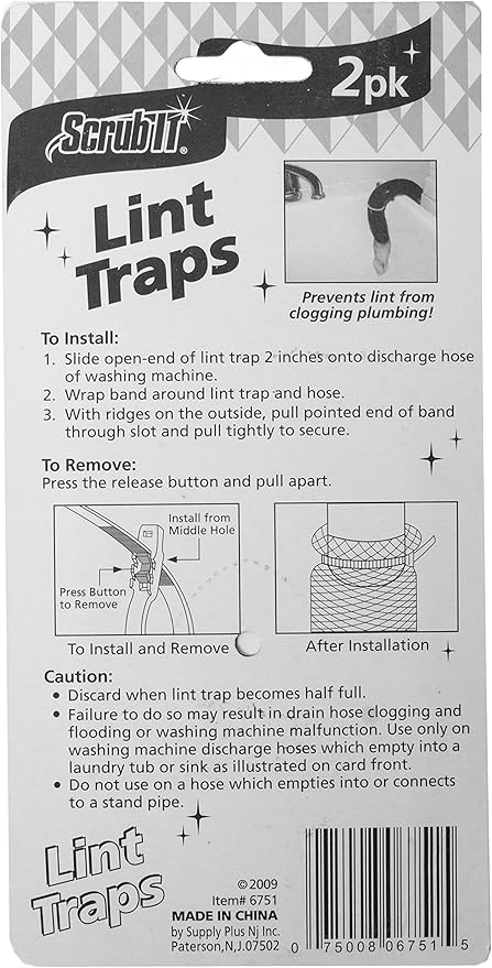 SCRUBIT 12 Premium Lint Traps with 12 Long Lasting Ties for Washing Machines - Light Aluminum Lint Trap Snare Laundry Mesh Washer Hose Filter - Won't Rust, Easy Installation,