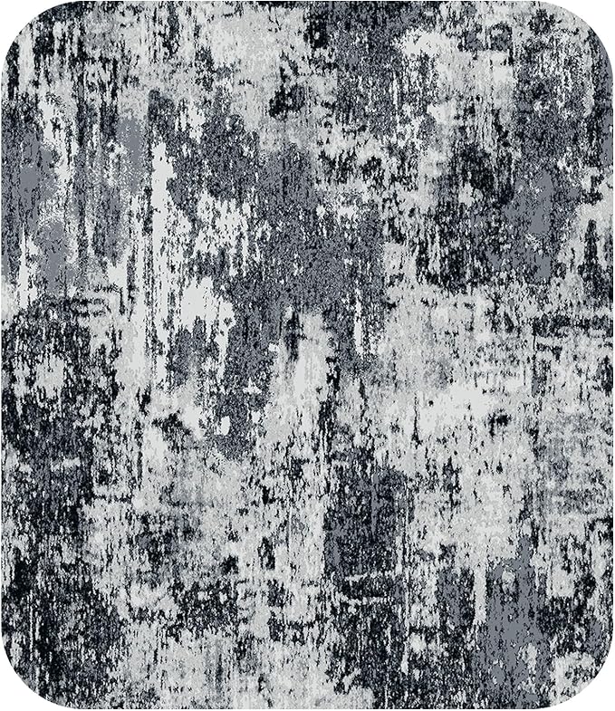 RELEANY Washable Area Rugs 8ft Non-Slip Modern Abstract Soft for Living Room Entryway Bedroom Nursery, Print Pattern, Black Navy Blue Gray