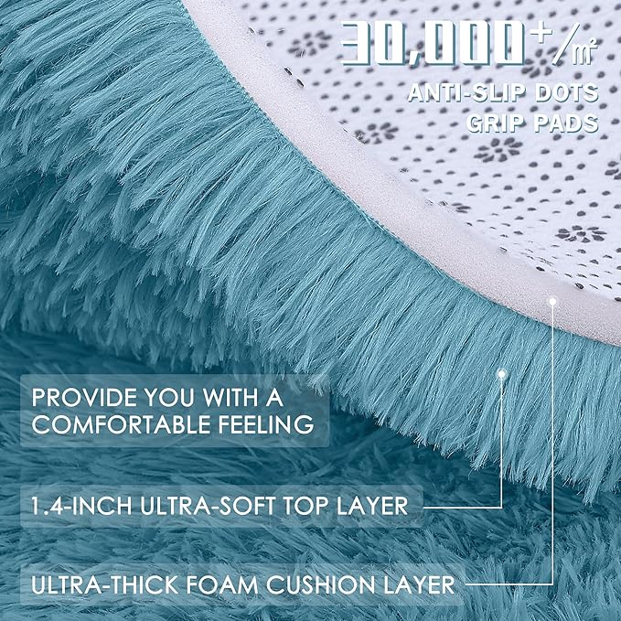 OLANLY 5x7 Machine Washable Large Area Rugs for Living Room, Bedroom, Soft Fluffy Shaggy Bedside Rug, Indoor Floor Carpet for Kids Girls and Boys, Dorms, Nursery, Home Decor Aesthetic, Slate Blue