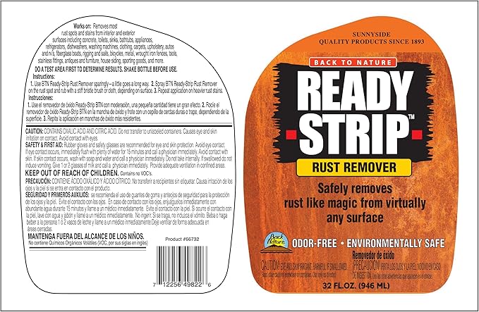 Sunnyside Corporation 66732 Ready-Strip Rust Remover, Quart Trigger Spray, Clear, 32 Fl Oz (Pack of 2)