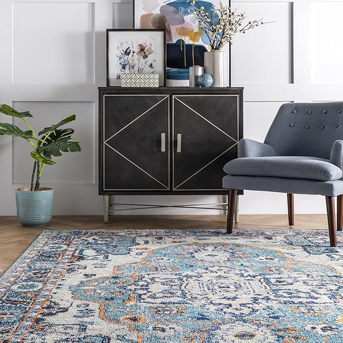 nuLOOM Corbett Vintage Bohemian Area Rug, 10x14, Blue