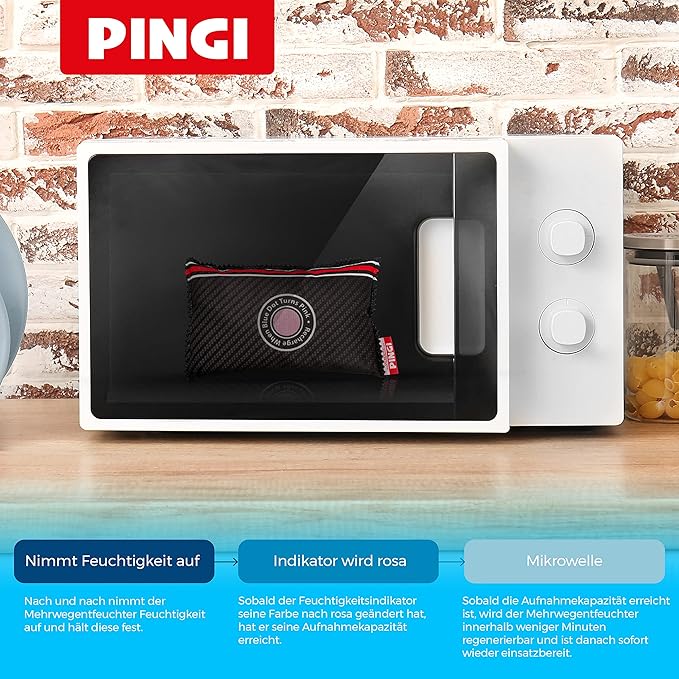 Pingi Dehumidifier Car and Home - Absorbs Moisture Condensation Damp Keeping Windscreens Clear - 100% Leakproof & Reusable Bag - 1 x 300g
