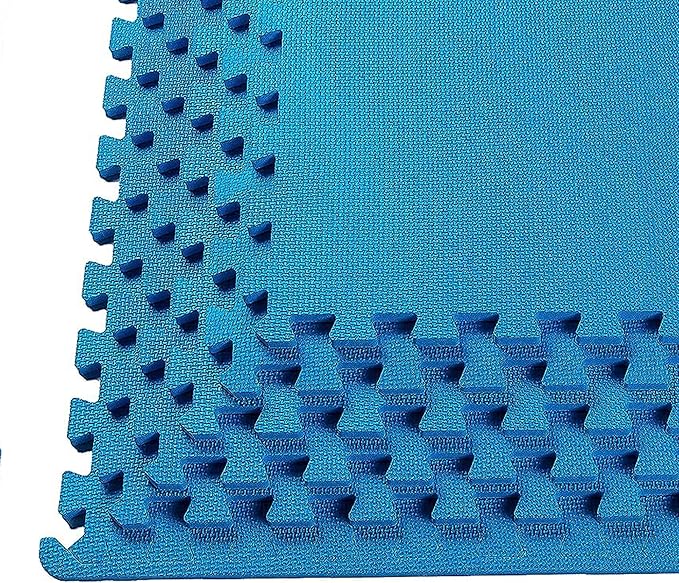 BalanceFrom Puzzle Exercise Mat with EVA Foam Interlocking Tiles for MMA, Exercise, Gymnastics and Home Gym Protective Flooring, 1/2" Thick, 24 Square Feet, Blue