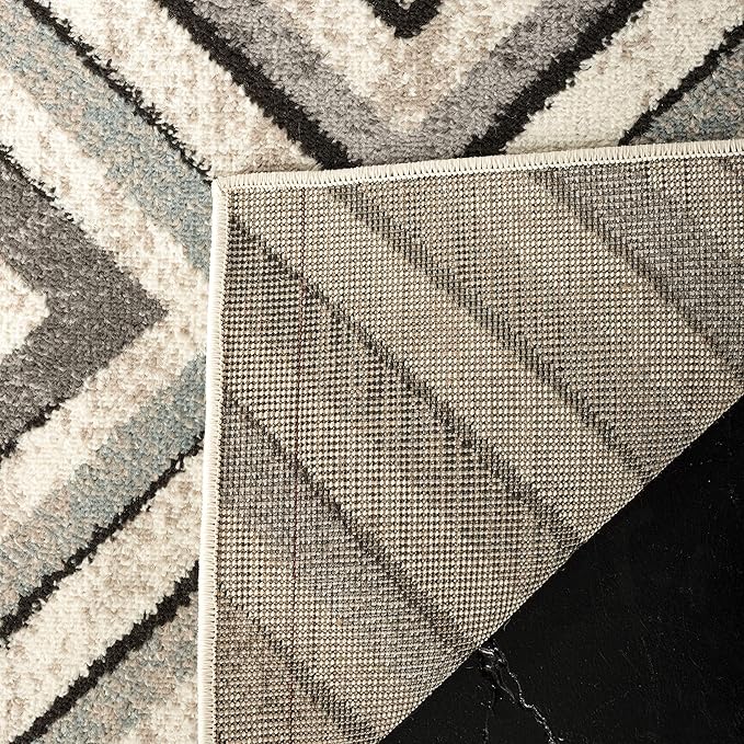 SAFAVIEH Amsterdam Collection Area Rug - 6'7" Square, Cream & Beige, Diamond Geometric Design, Non-Shedding & Easy Care, Ideal for High Traffic Areas in Living Room, Bedroom (AMS109A)