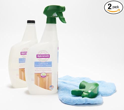 Rejuvenate Cabinet And Furniture Cleaner Removes Dirt, Grime And Grease Buildup To Clean And Shine Cabinets And Furniture, 32 Ounces -With Reusable Cleaning Microfiber (2pack)