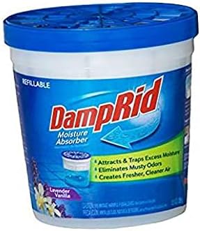 DampRid Lavender Vanilla Refillable Absorber Traps Moisture for Fresher, Cleaner Air, 4 Pack, Blue, 10.5 Ounces
