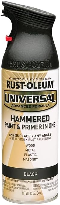 Rust-Oleum 245217 Universal All Surface Hammered Spray Paint, 12 oz, Black
