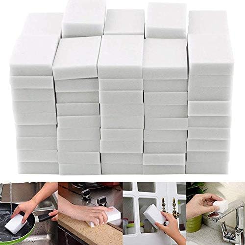 Ksrnsne Magic Cleaning Sponges Eraser, Household Sponge Eraser Cleaner Foam Cleaning for Kitchen, Furniture, Car, Leathe (50 Pack)-L8