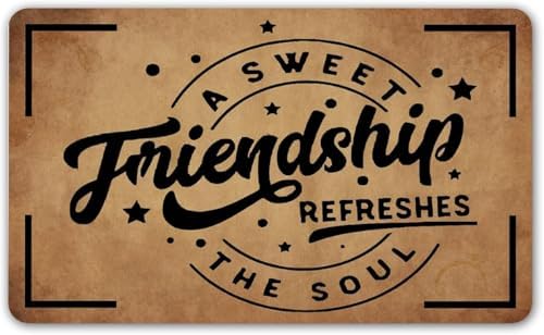 A Sweet Friendship Refreshes The Soul Funny Welcome Doormat Personalized Door Mat Bath Rug Non Slip Dust Inside/Outside Floor Carpet for Kitchen Front Hall Lawn 16x24 inch