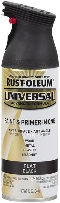 Rust-Oleum 245198-6PK Universal All Surface Spray Paint, 12 oz, Flat Black, 6 Pack