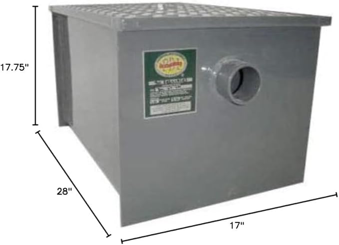 Commercial Grease Trap Interceptor – Heavy Duty Carbon Steel Grease Trap for Restaurant or Food Truck Kitchen Waste - NSF (40 lbs)