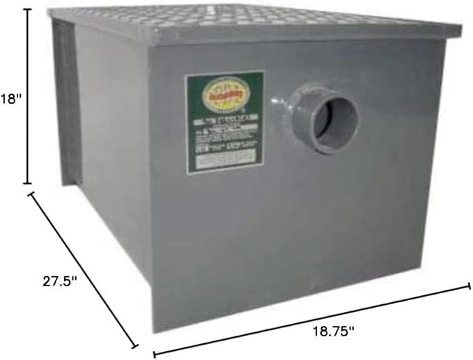 Commercial Grease Trap Interceptor – Heavy Duty Carbon Steel Grease Trap for Restaurant or Food Truck Kitchen Waste - NSF (50 lbs)