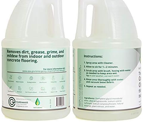 Naturama, All Natural Concrete Cleaner, Eco-Friendly EPA Registered for Driveways, Sidewalks, Garages, etc. Strongest Deep Cleaning. Made in The U.S. (1 Gallon)