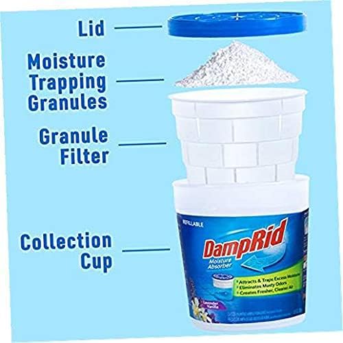 DampRid Lavender Vanilla Refillable Absorber Traps Moisture for Fresher, Cleaner Air, 4 Pack, Blue, 10.5 Ounces