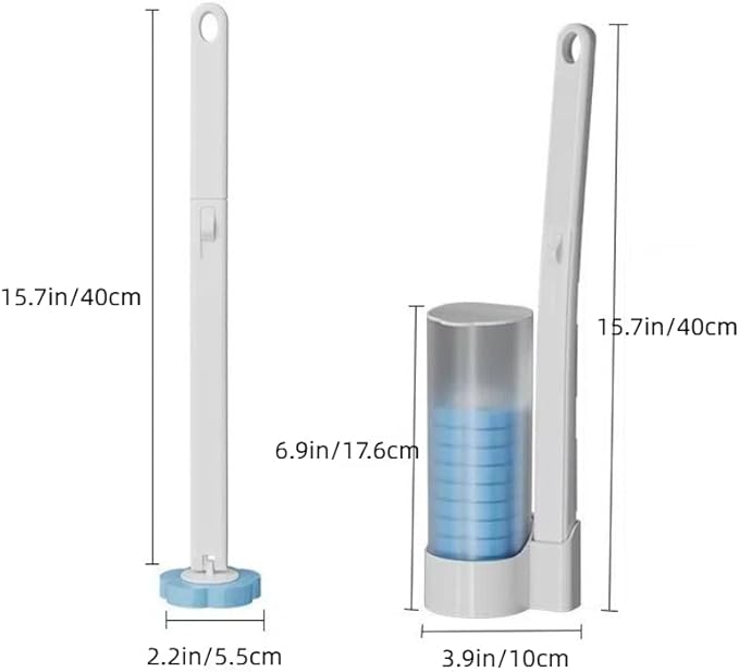 Disposable Toilet Brush with 6 Cleaning Sponge Heads Wall Mounted Bracket Disposable Toilet Bowl Cleaner Wand