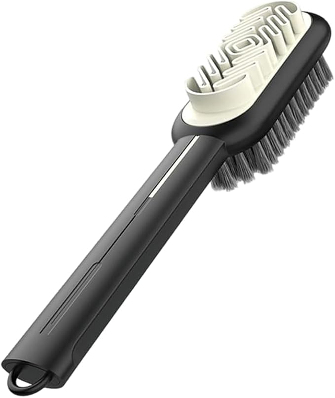 2 in 1 Suede Brush and Eraser for Shoes, Rubber Shoe Brush with Soft Plastic Bristles for Suede & Nubuck Cleaning (Black)