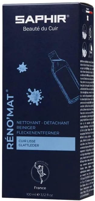 SAPHIR BEAUTÉ DU CUIR Renomat Cleaner - Prepares Leather - Removes Polishes, Waxes and dirt - Made in France - 100 mL